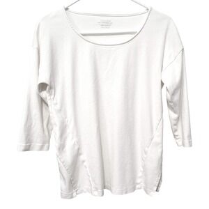 Chico's The Ultimate Tee Womens Size 0 Small Cream 100% Pima Cotton 3/4 Sleeve